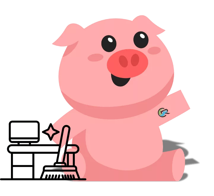 SqueakR pig with office cleaning icon