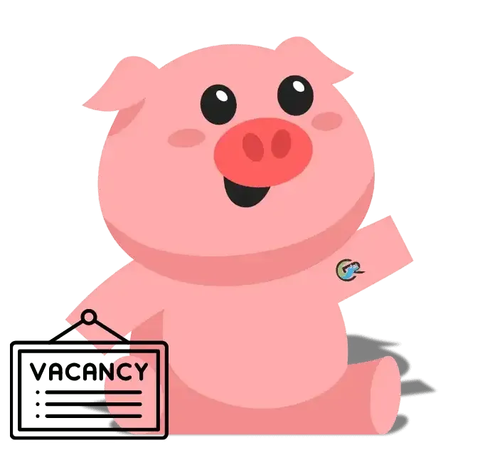 Squeeker with a vacancy sign in hand